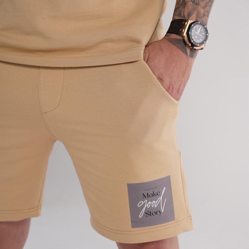 Beige Shorts Raw Elements